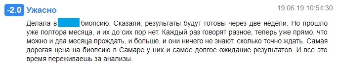 Негативный отзыв, связанный с плохим сервисом